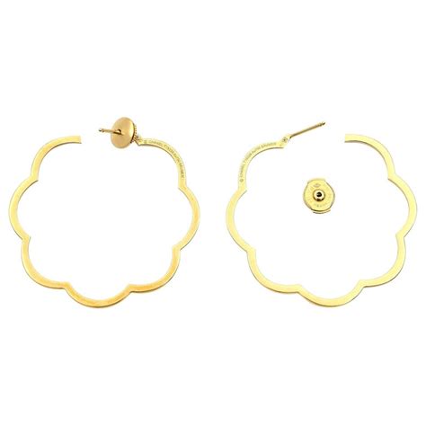 chanel camellia hoop earrings